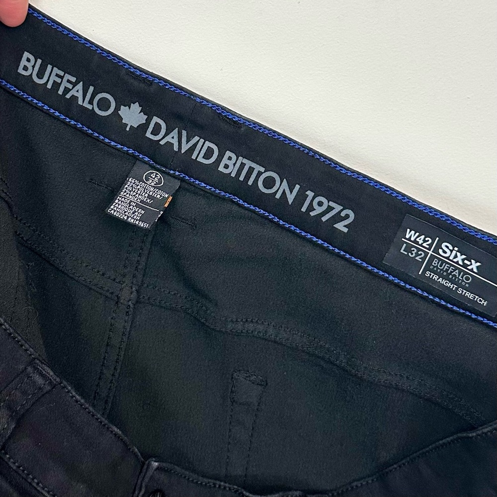 Buffalo David Bitton Men's Black Six-x Straight Stretch Jeans - Size: W42 / L32 - Picture 2 of 6